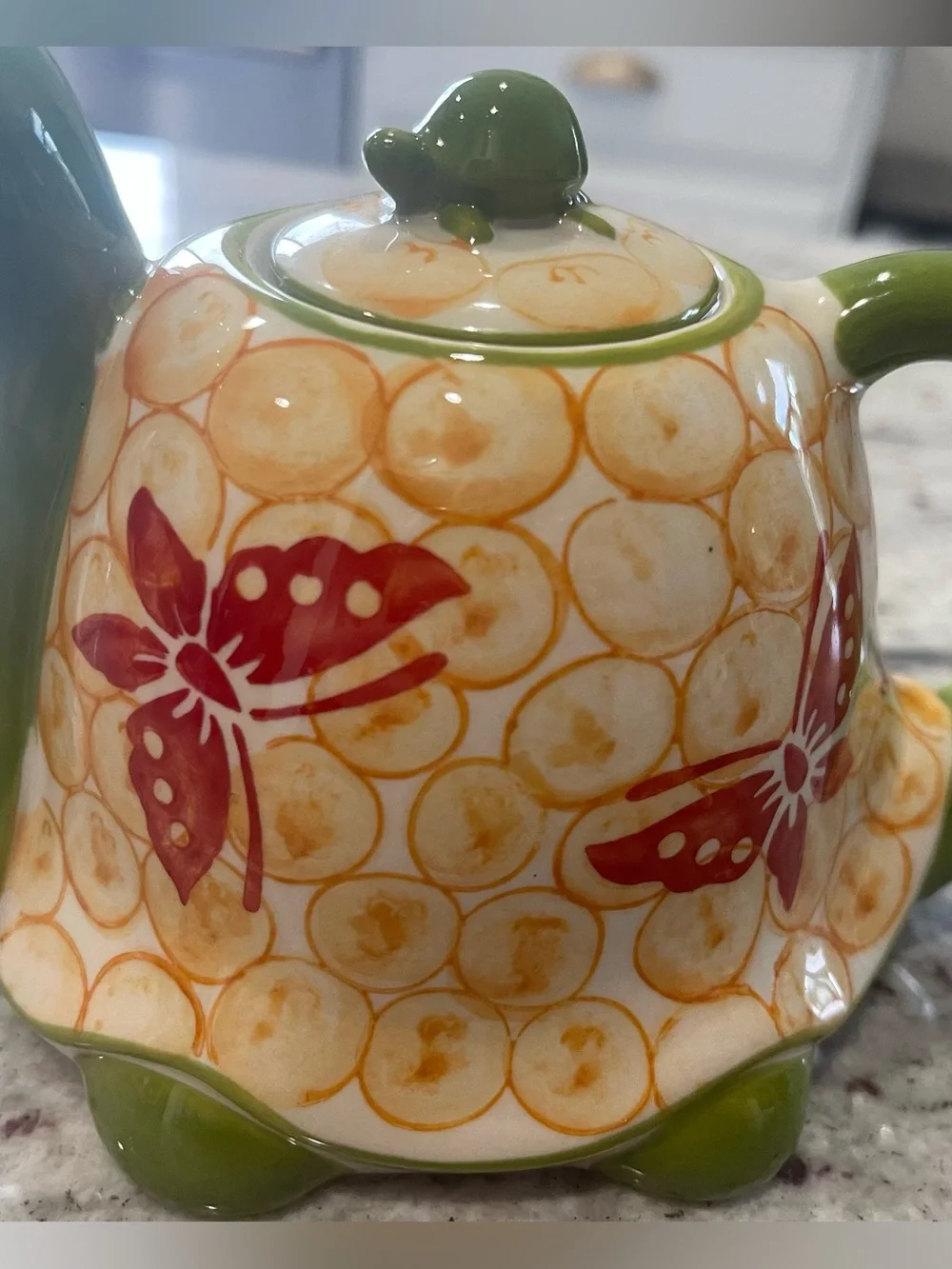 Turtle Lovers Teapot - Green & Orange
